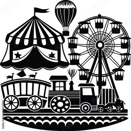 Circus Related element icon set 