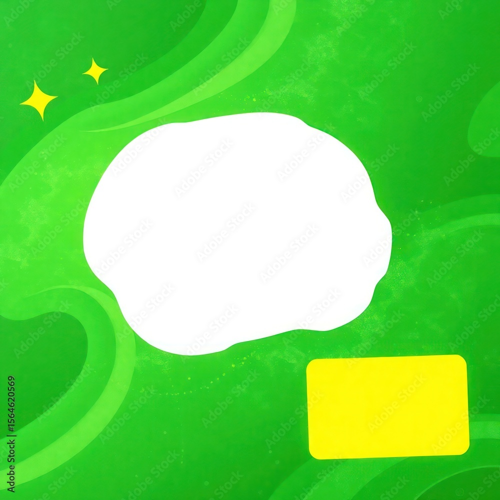 Fototapeta premium Abstract green wave background with white space and yellow rectangle for text or logo.