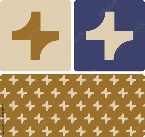 Geometric Plus-Shaped Abstract Logo.eps