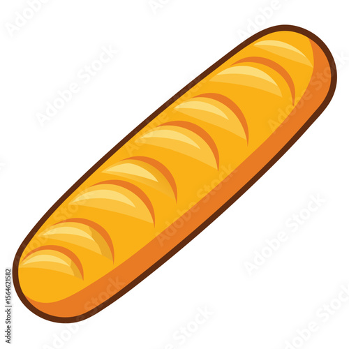 A perfect baguette, golden crust and fresh, on a plain white surface, symbolizing artisanal bread and French cuisine