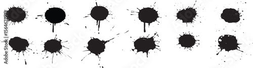 Collection of Ink Splatter Vector Graphics High-Resolution Black Ink Blots for Design Projects