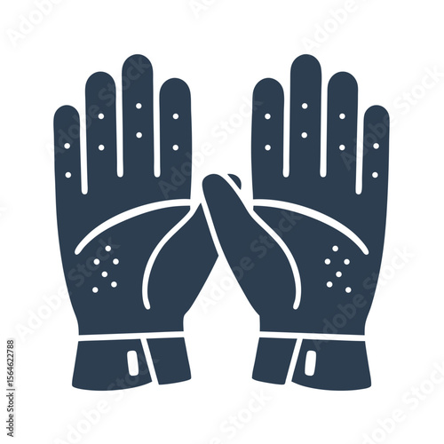 Vector icon of blue insulated golf gloves for winter, pair with textured palms