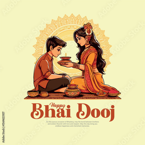 Happy Bhai Dooj Bhai Beej Brother and Sister Bonding Festival Celebration Social Media Post Design