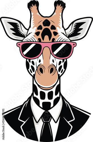 Giraffe with Glasses and suit transparent isolated vector
