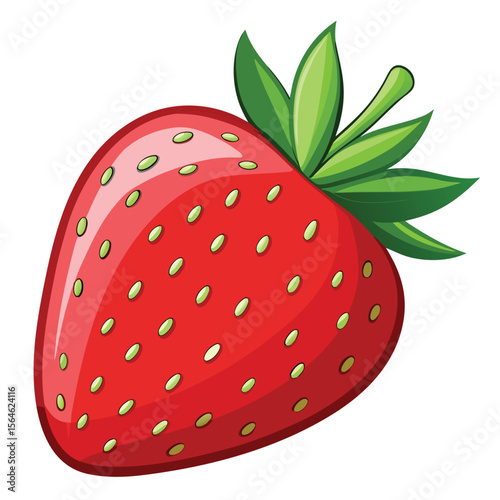 A ripe strawberry, vibrant red and juicy, isolated on a white background, symbolizing fresh fruit and healthy eating