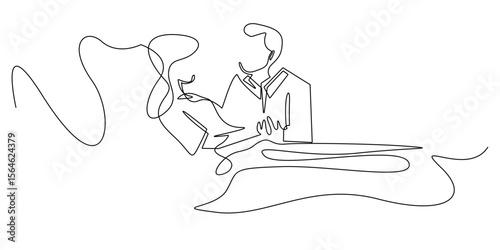 continuous line visiting the sick.single line drawing of a man visiting a sick woman.support for healing.single line vector illustration
