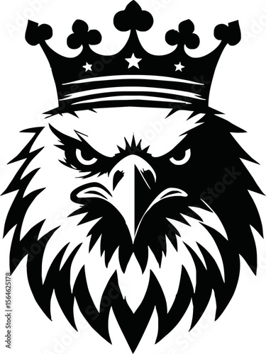 silhouette angry eagle with crown vector logo isolated on white background