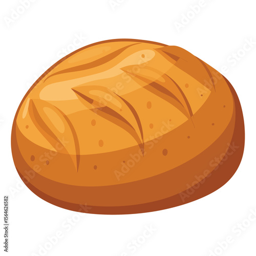 A single loaf of rustic bread, freshly baked and artisanal, isolated on a white background, conveying natural goodness