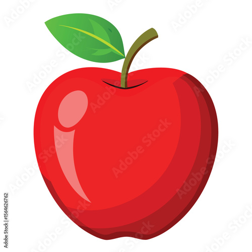 A single, perfectly ripe red apple, vibrant and fresh, isolated on a clean white background, symbolizing healthy eating