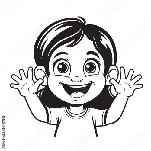 authentic looking child drawing of a happy girl illustration