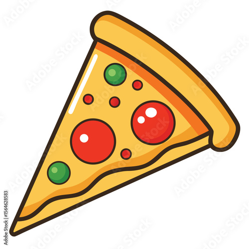 A slice of pizza, cheesy and delicious, isolated on a white background, representing comfort food and quick meals