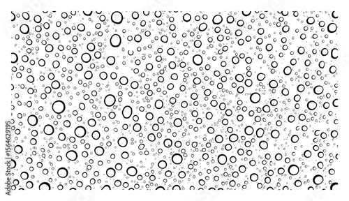 Water Droplets on White Glass Texture Black and White Outline Line Art Drawing Pattern Background