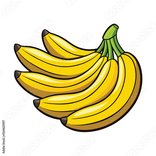 A small bunch of bananas, ripe and yellow, on a clean white background, representing healthy fruit and natural snacks