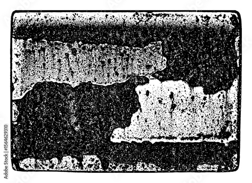 Monochrome Black and White Outline Line Art Drawing of Rusty Metal Texture Pattern Distressed Grunge