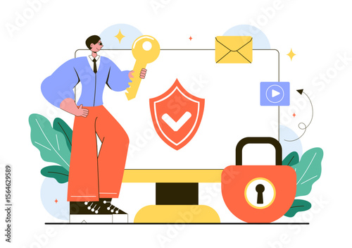 Personal Protection Vector Illustration Featuring Safety Equipment with a Construction Industrial Worker and Construction Tools in a Flat Background