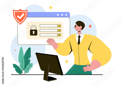 Personal Protection Vector Illustration Featuring Safety Equipment with a Construction Industrial Worker and Construction Tools in a Flat Background