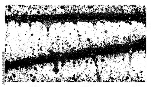 Grungy Distressed Black and White Rusty Metal Texture Pattern Outline Line Art Drawing Abstract Surface