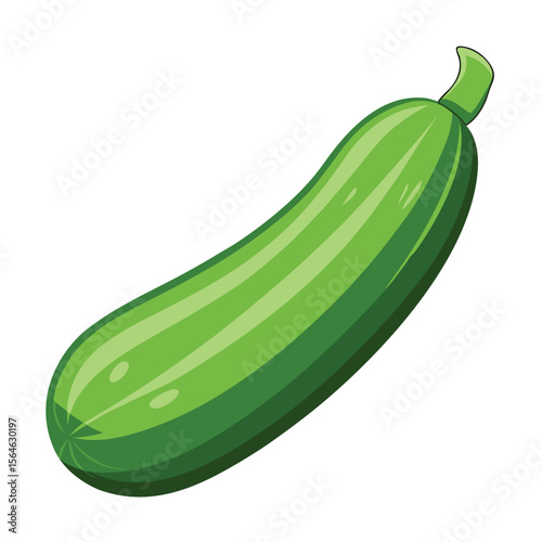 A small zucchini, green and fresh, isolated on a white background, symbolizing healthy vegetables and natural produce