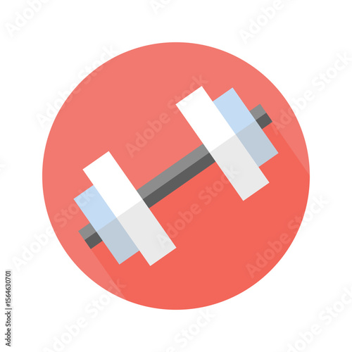 Dumbbell icon in circle on white background.