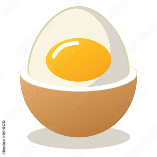 A soft-boiled egg, perfectly cooked and peeled, isolated on a white background, for breakfast or healthy food themes