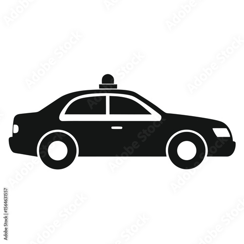 Police Car Silhouette: A stylized, minimalist illustration of a classic police car, embodying authority, law enforcement, and public safety, ready to serve and protect the community.