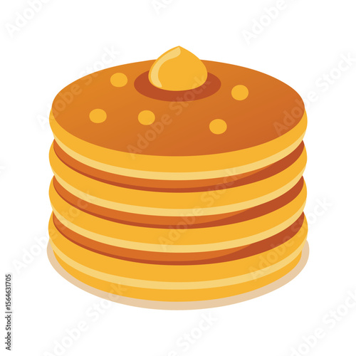 A stack of pancakes, fluffy and golden, isolated on a white background, perfect for breakfast or brunch menus