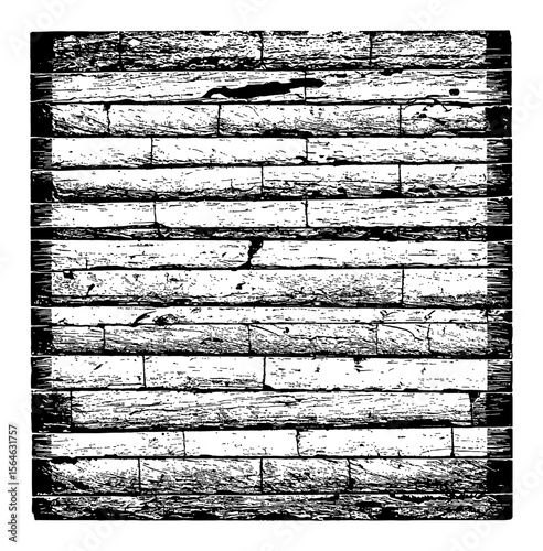 Rustic Grungy Distressed Wall Texture Pattern Black and White Outline Line Art Drawing Background
