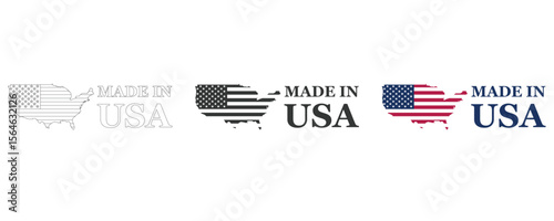 Made in USA label design with flag map illustration
