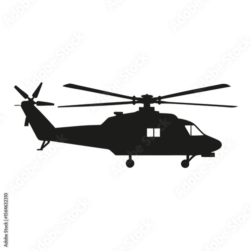 Helicopter Silhouette: A sleek and modern helicopter silhouette, captured with precise detail, showcasing its design and potential use