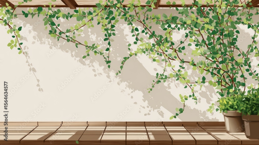 Fototapeta premium Exterior patio with climbing vines
