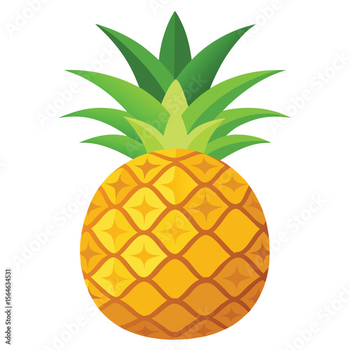 A whole pineapple, fresh and tropical, isolated on a white background, symbolizing healthy eating and exotic fruit