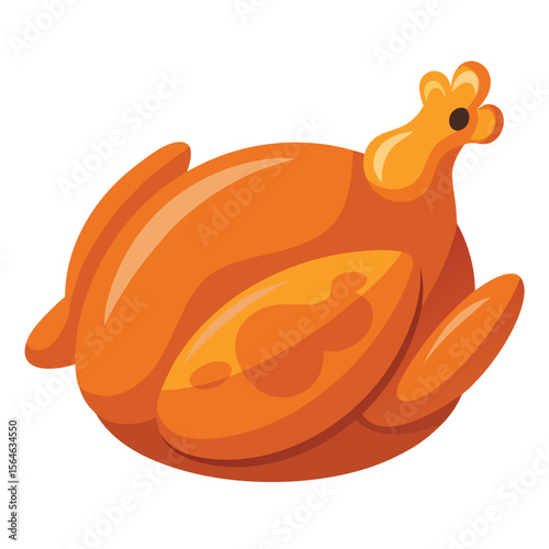 A whole roasted chicken, golden brown and savory, on a plain white surface, ready to serve as a delicious meal
