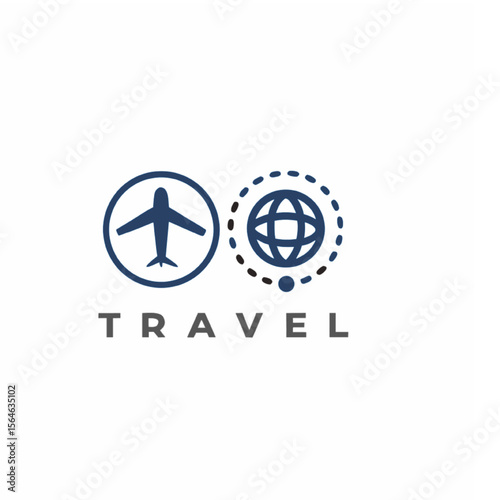 Travel Airplane Globe Minimal Logo