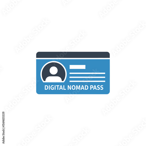 Digital Nomad Pass Icon: Blue ID Card Graphic.