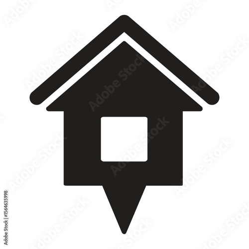 House Location Pointer Icon, Simple Black Vector

