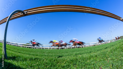 Horse Racing Horses Jockeys Motion Speed Blurs.