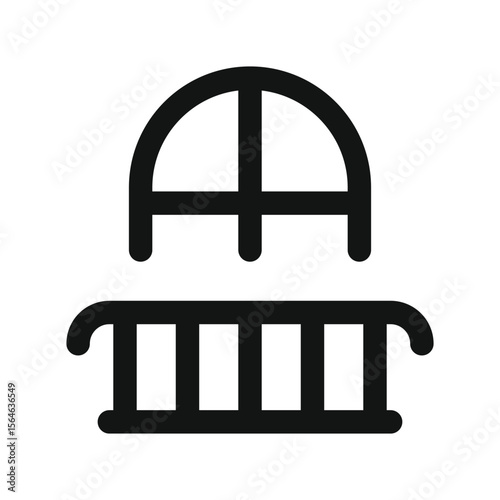 Hotel balcony view UI icon, balcony window simple line user interface vector symbol with editable stroke