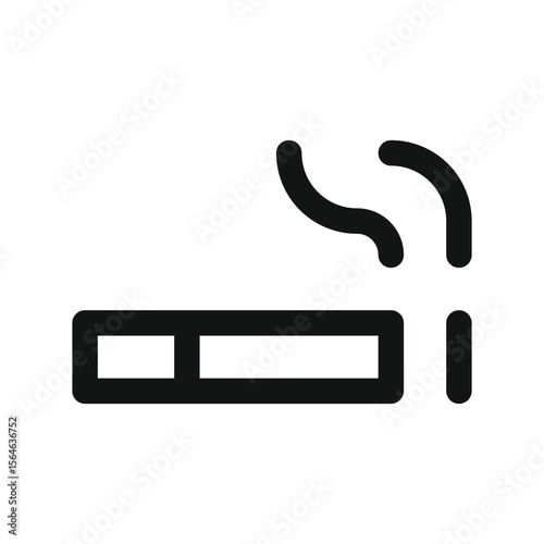 Smoking area UI icon, cigarette with smoke simple line user interface vector symbol with editable stroke
