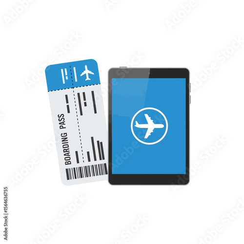 Digital Boarding Pass and Tablet Representing Modern Air Travel.