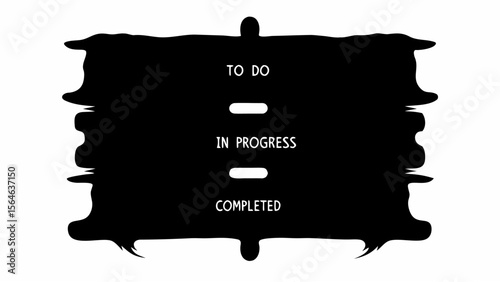 Black and white stylized to do list with sections for to do in progress and completed task management tool