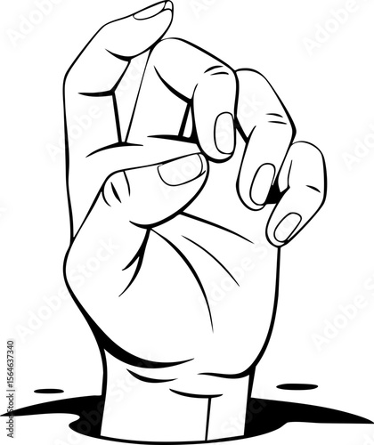 Hand Reaching Out of a Hole Illustration