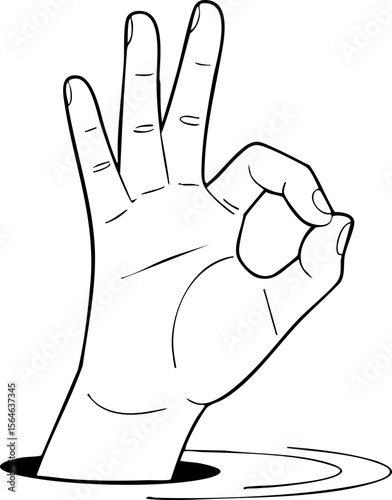 Okay Hand Gesture Emerging from a Hole