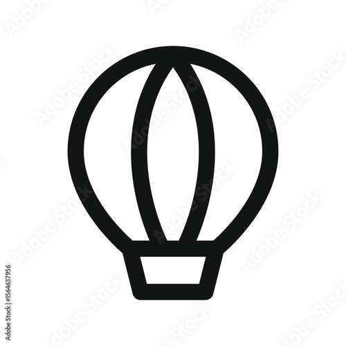 Hot air balloon UI icon, aerostat simple line user interface vector symbol with editable stroke