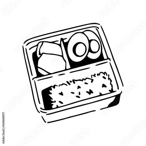 packed lunch with rice and eggs clipart