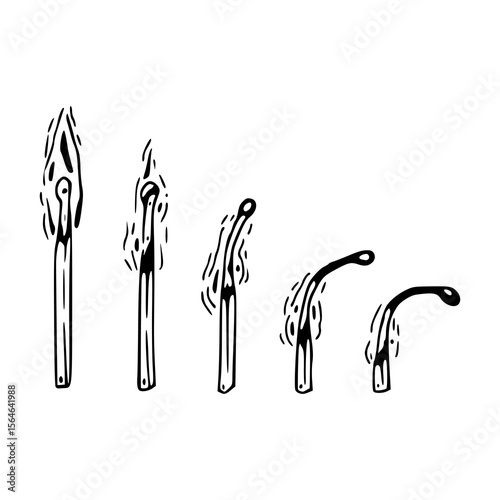 burning matchstick stages vector set