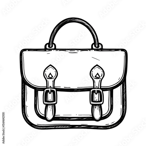 Fashionable Satchel Purse Line Drawing
