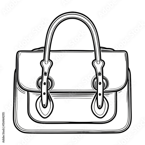 Elegant Leather Handbag Line Art Illustration