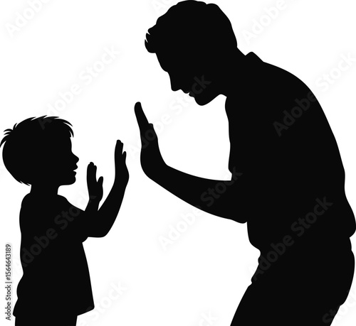 Parent and Child High Five Silhouette Vector Design, Transparent Background.