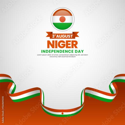 Niger independence day Square banner background with waving ribbon flag