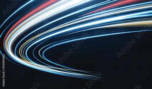 Blue light streak, fiber optic, speed line, futuristic background for 5g or 6g technology wireless data transmission, high-speed internet in abstract. internet network concept. vector design.